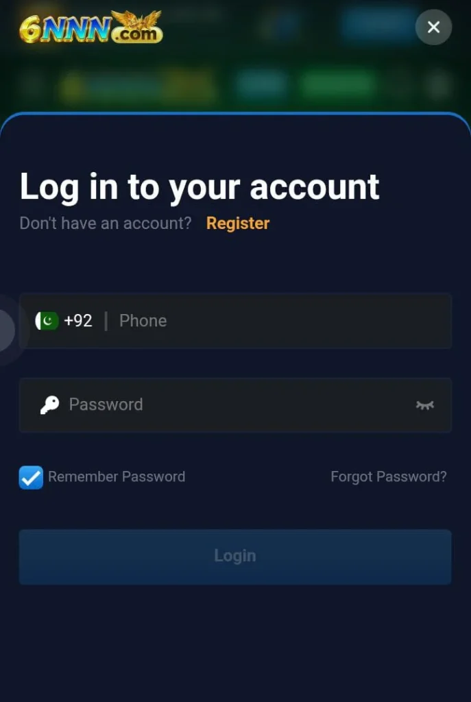 6nnn Game register, login