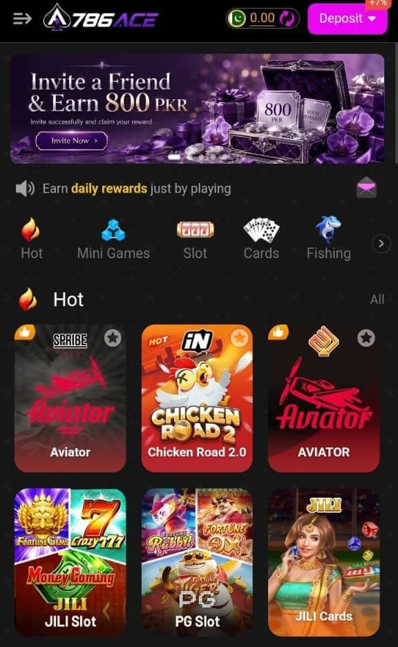 786ace Game interface