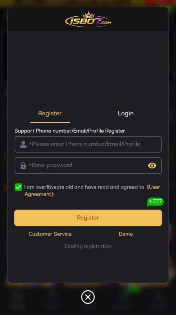 Isb07 Game login, register