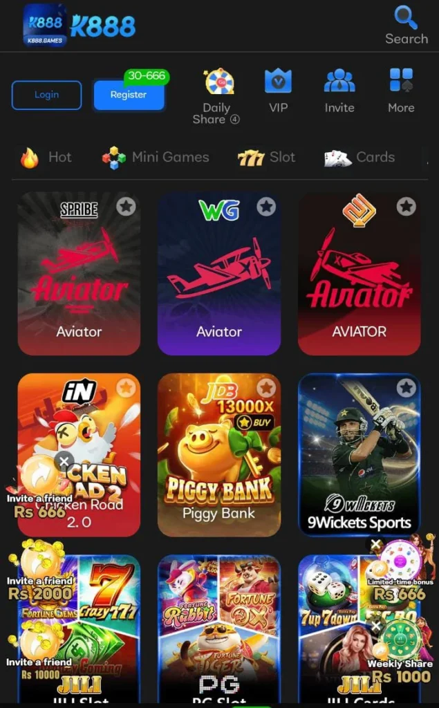 K 888 Game homepage