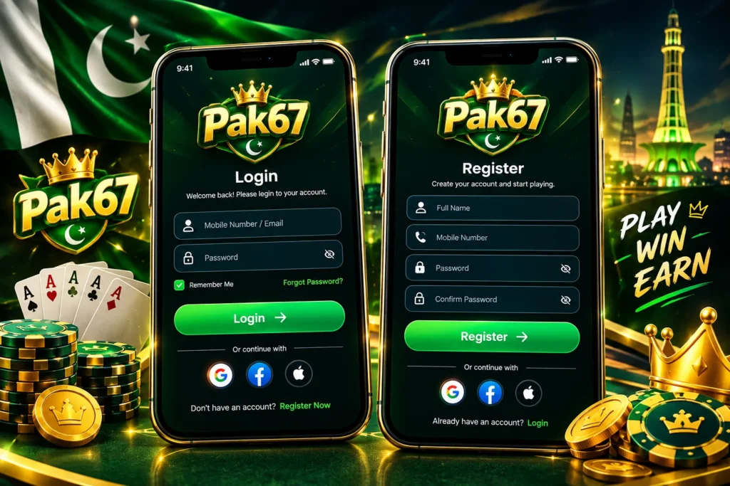 Pak67 Game login, register